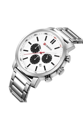Reloj Curren 8315 Cronógrafo Tablero Blanco - Plata