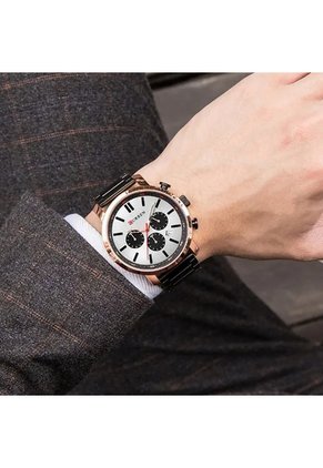 Reloj Curren 8315 Cronógrafo Tablero Blanco - Negro