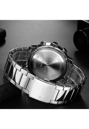 Reloj Curren 8315 Cronógrafo Tablero Blanco - Plata