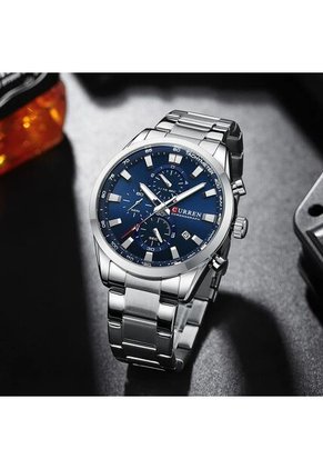 Reloj Curren 8445 Cronógrafo Tablero Azul - Plata
