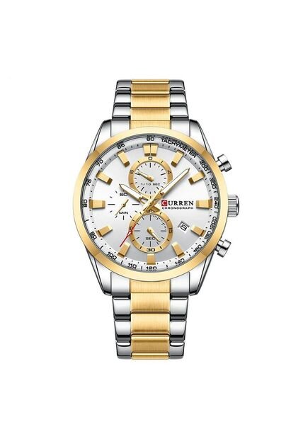 Reloj Curren 8445 Cronógrafo Tablero Blanco - Bicolor