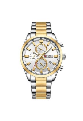Reloj Curren 8445 Cronógrafo Tablero Blanco - Bicolor