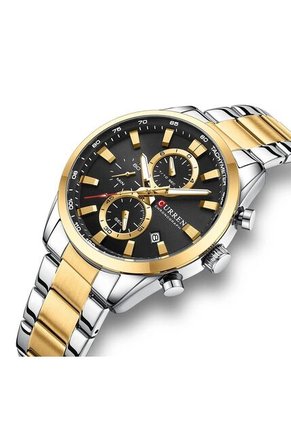 Reloj Curren 8445 Cronógrafo Tablero Negro - Bicolor