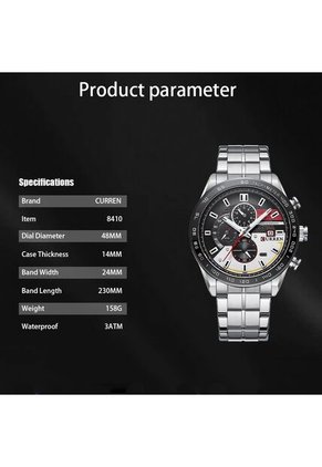 Reloj Curren 8410 Cronógrafo - Plata