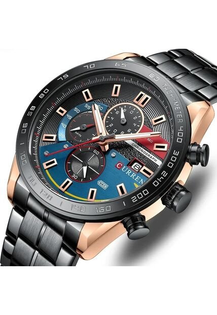 Reloj Curren 8410 Cronógrafo Tablero Azul - Negro