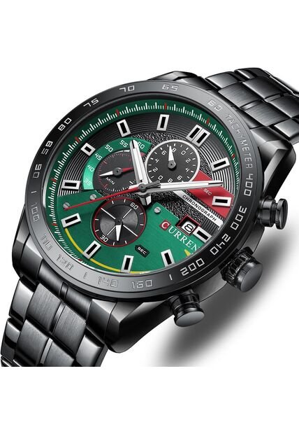Reloj Curren 8410 Cronógrafo Tablero Verde - Negro