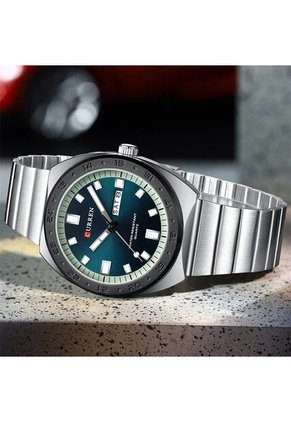 Reloj Curren 8473 Clasico Tablero Verde - Plata
