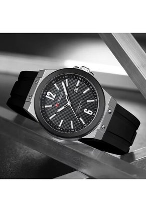 Reloj Curren 8467 Deportivo Marco Plata - Negro