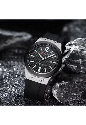 Reloj Curren 8467 Deportivo Marco Plata - Negro