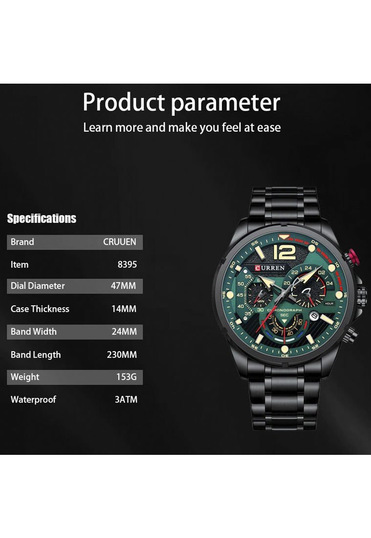 Reloj Curren 8395 Cronógrafo Marco Verde - Negro - Compra Ahora