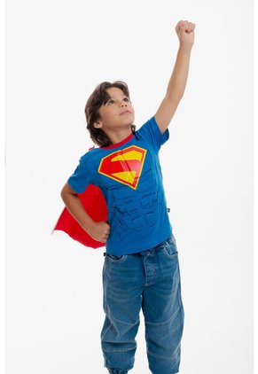 Camiseta De Superman Con Capa Azul Y Rojo Para Niño 12