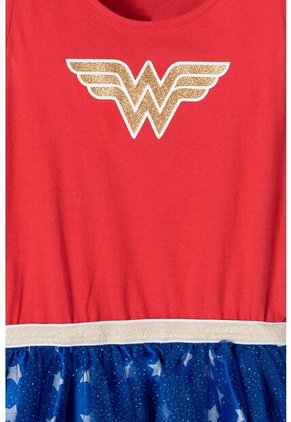 Vestido De Wonder Woman Con Capa De Estrellas Removible Para Niña 4