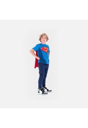 Camiseta De Superman Manga Corta Con Capa Removible Para Niño 12