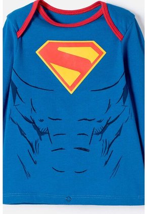 Pijama De Superman Con Patalón Largo Azul Para Bebé Niño 12-18