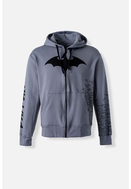 Buzo De Batman Con Cierre Y Capucha Gris Para Hombre M