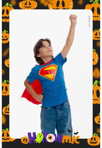 Camiseta De Superman Con Capa Azul Y Rojo Para Niño 10 DC COMICS