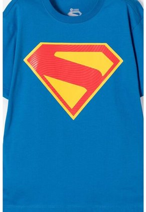 Camiseta De Superman Manga Corta Azul Para Niño 2T A 5T 4T
