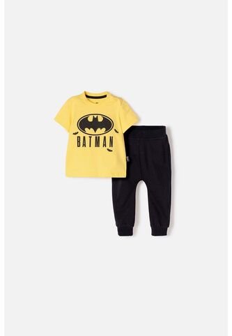 Conjunto De Batman Pantalón Largo Amarillo Y Negro Para Bebé Niño 3-6 DC COMICS