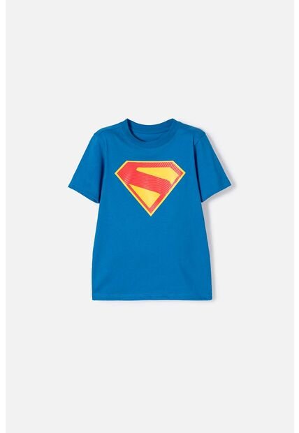 Camiseta De Superman Manga Corta Azul Para Niño 12