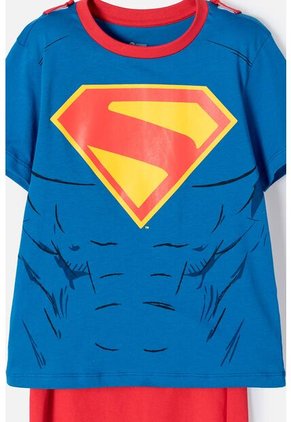 Pijama De Superman Azul Y Roja Con Capa Removible Para Niño 6
