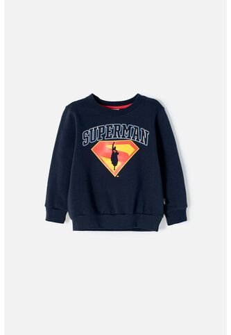 Buzo De Superman Azul Oscuro Estampado En Frente Para Niño 2T A 5T 2T DC COMICS