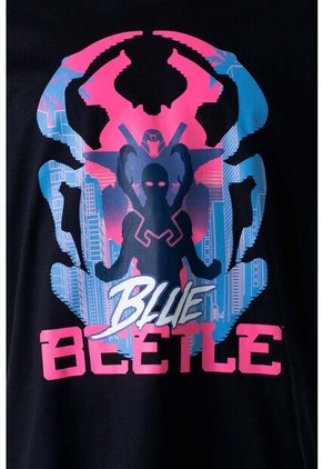 Camiseta De Blue Beetle Manga Corta Negra Para Hombre S