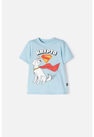 Camiseta De Superman Azul Estampada En Frente Para Niño 2T A 5T 5T DC COMICS