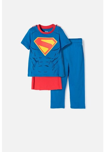 Pijama De Superman Azul Y Roja De Pantalón Rojo Para Niño 2T A 5T 4T