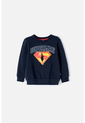 Buzo De Superman Azul Oscuro Estampado En Frente Para Niño 2T A 5T 3T