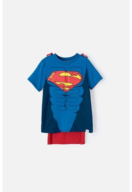 Camiseta De Superman Con Capa Removible Para Niño De 2T A 5T 2T