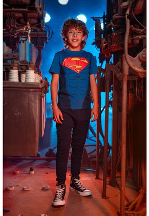 Camiseta De Superman Manga Corta Con Capa Removible Para Niño 12