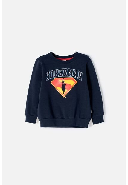 Buzo De Superman Azul Oscuro Estampado En Frente Para Niño 2T A 5T 2T