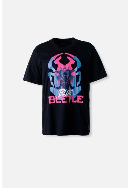Camiseta De Blue Beetle Manga Corta Negra Para Hombre M