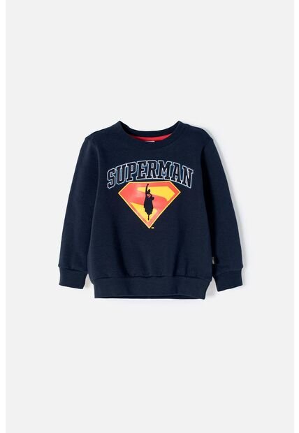 Buzo De Superman Azul Oscuro Estampado En Frente Para Niño 2T A 5T 3T