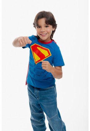 Camiseta De Superman Con Capa Azul Y Rojo Para Niño 4