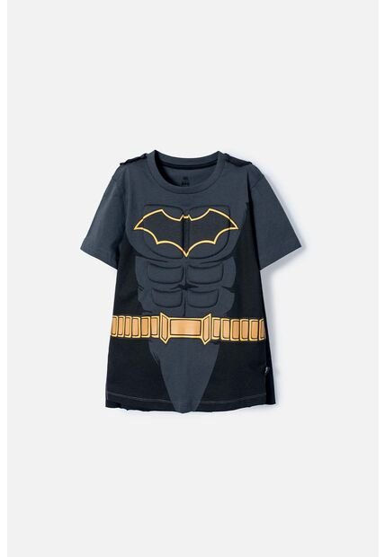 Camiseta De Batman Con Capa Gris Y Negro Para Niño. 8