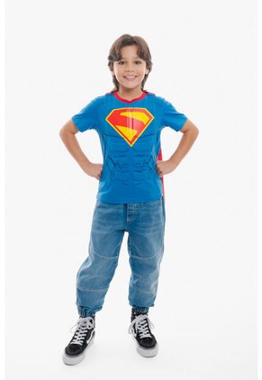 Camiseta De Superman Con Capa Azul Y Rojo Para Niño 10