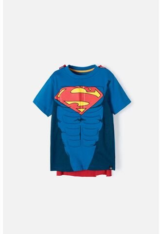Camiseta De Superman Manga Corta Con Capa Removible Para Niño 10 DC COMICS
