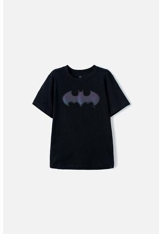 Camiseta De Batman Manga Corta Negra Para Niño 8 DC COMICS