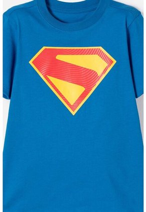 Camiseta De Superman Manga Corta Azul Para Niño 8