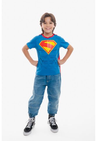 Camiseta De Superman Con Capa Azul Y Rojo Para Niño 12 DC COMICS