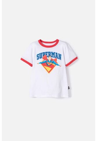 Camiseta Se Superman Blanca Y Roja Manga Corta Para Niño 2T A 5T 5T DC COMICS
