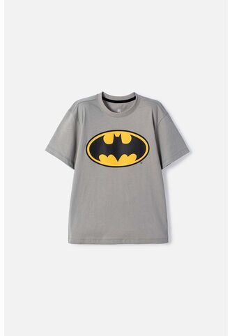 Camiseta De Batman Manga Corta Gris Para Niño 8 DC COMICS
