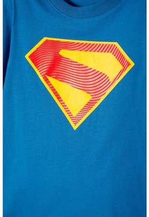 Camiseta De Superman Manga Corta Azul Para Niño 12