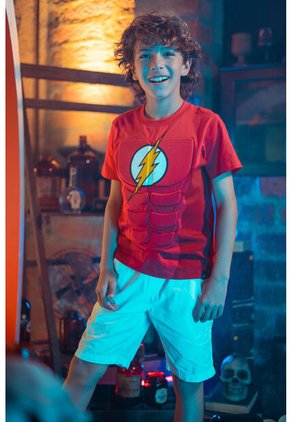 Camiseta De Flash Roja Manga Corta Para Niño 8