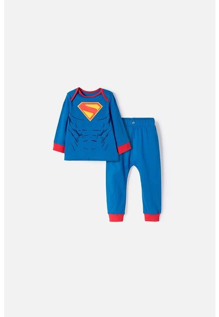 Pijama De Superman Con Patalón Largo Azul Para Bebé Niño 12-18