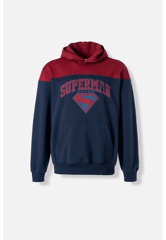 Buzo De Superman Azul Y Rojo Con Capucha Para Hombre L DC COMICS