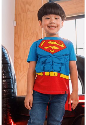 Camiseta De Superman Azul Y Roja Con Manualidad 3D Para Niño 2T A 5T 3T