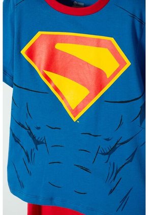 Pijama De Superman Azul Y Roja Con Capa Removible Para Niño 10