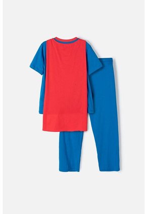 Pijama De Superman Azul Y Roja Con Capa Removible Para Niño 10